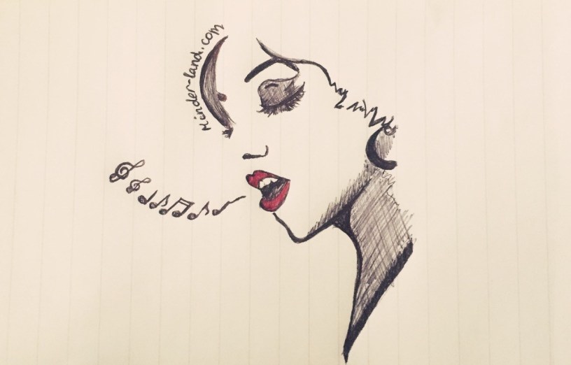 A girl-singing drawing